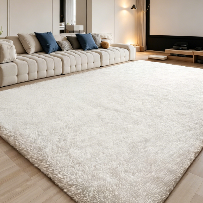 High Pile Grey Washable Rug 140x200 cm – Non-Slip Fluffy, Extra Large for Living Room, Bedroom & Children’s Room